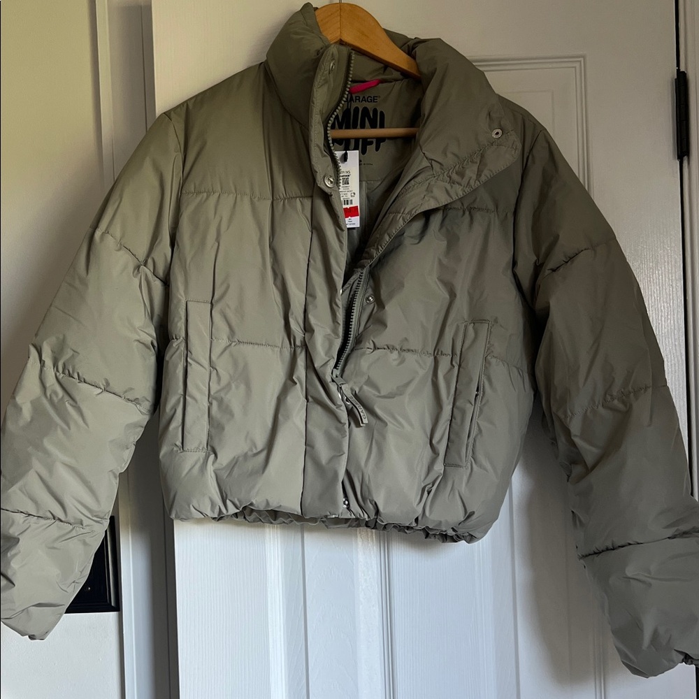 Garage Olive Green Cropped Puffer